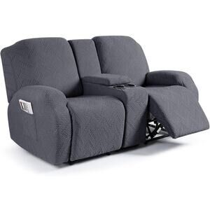 Stretch Recliner Loveseat Sofa Covers Console Pockets, 4-Pieces Reclining